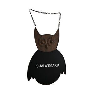 Rustic Brown Finish Owl Decorative Metal Chalkboard Wall Hanging 21 Inch